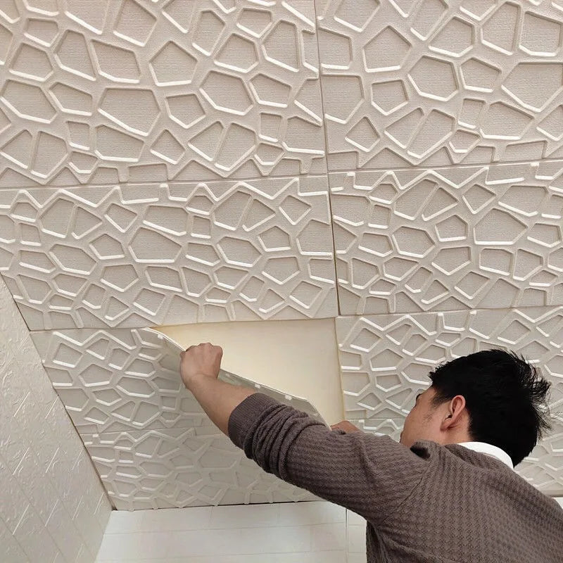 35x35cm 3D Ceiling & Wall Decor Peel and Stick Wallpaper – Waterproof, Anti-Collision Foam Panels