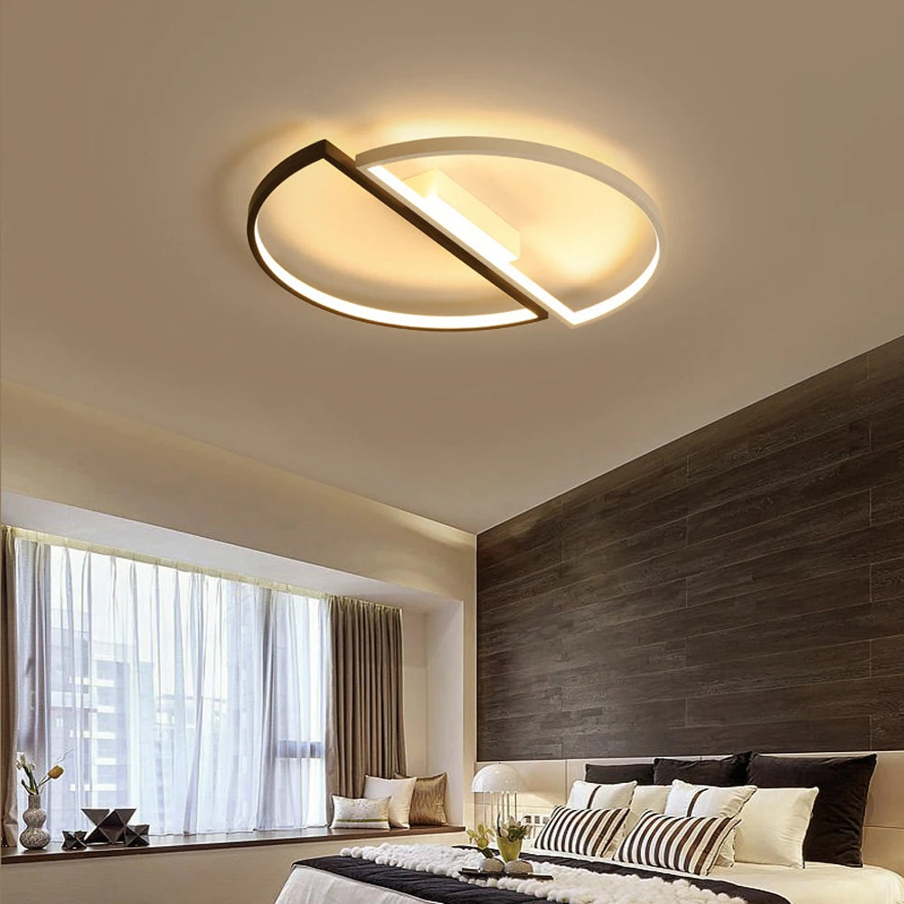 Nordic Modern LED Ceiling Light – 42W/52W Semicircle Ceiling Lamp Fixture for Living Room and Home Decor