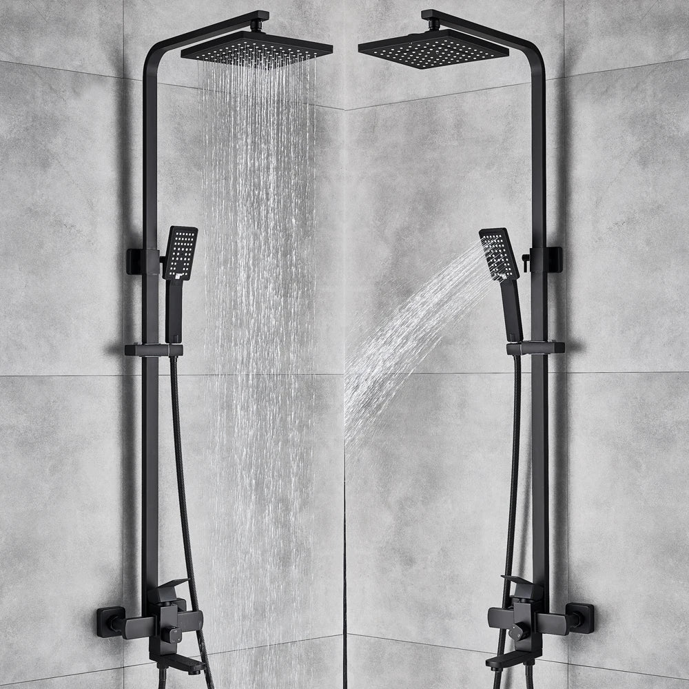 Luxury Bathroom Shower Faucet Rainfall Head Bath Faucets Wall Mounted Hand Sprayer Bathtub Tap Shower Mixer Set System