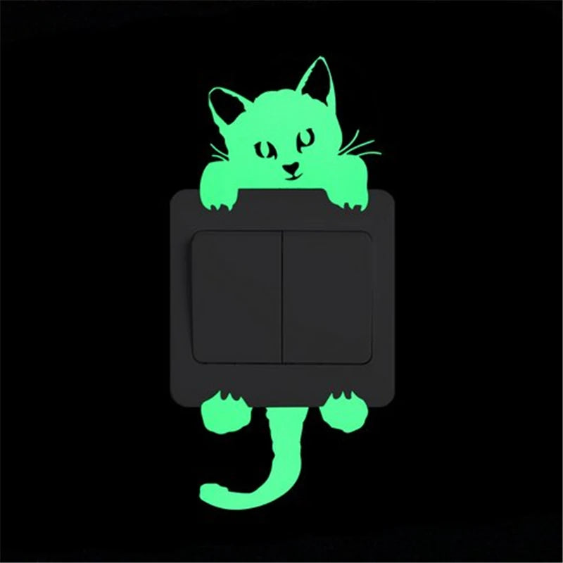 Glow-in-the-Dark Cat & Dog Switch Stickers – Fun Luminous Wall Decals for Kids' Rooms