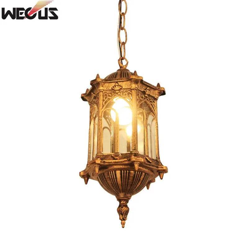 European Retro Outdoor Hanging Light – Garden Balcony Pendant Lamp for Hotel and Restaurant Decoration