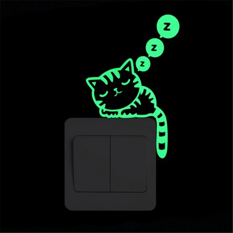 Glow-in-the-Dark Cat & Dog Switch Stickers – Fun Luminous Wall Decals for Kids' Rooms