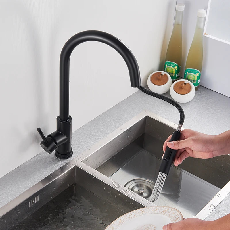 Smart Touch Kitchen Faucet - Brushed Gold Pull-Out Sensor with 360 Rotation