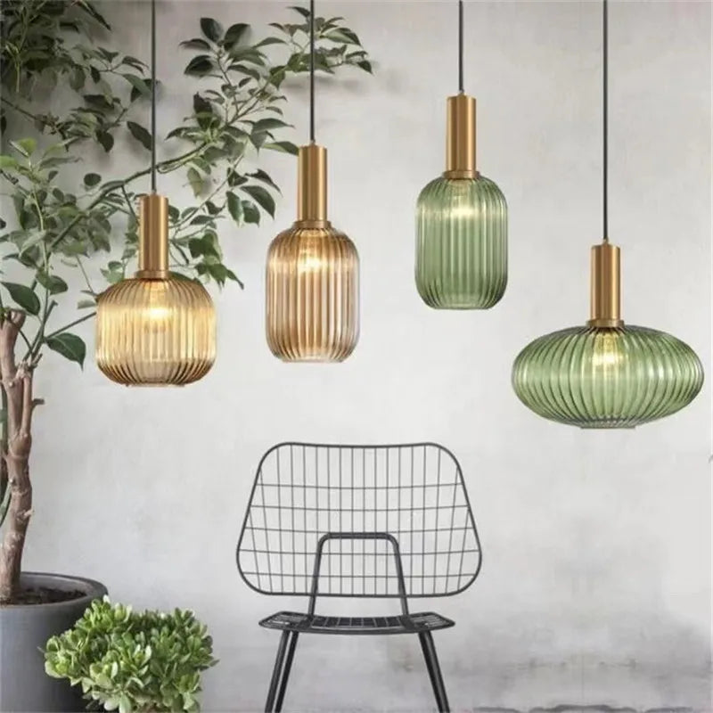 Retro Colorful Glass Pendant Lights for Living Room, Bedside, Loft