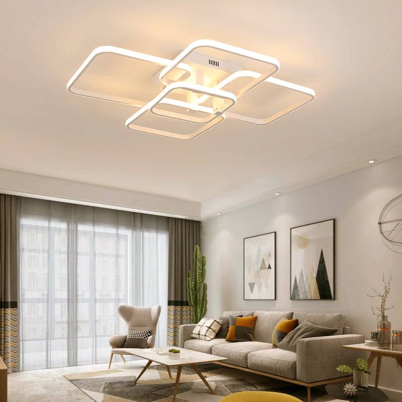 Modern Rectangle Acrylic Aluminum LED Ceiling Lights - Versatile Fixtures for Living Spaces