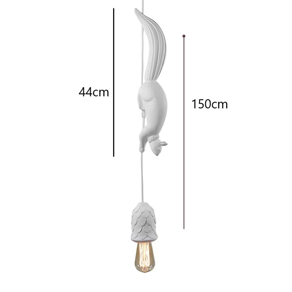 Nordic Squirrel-Shaped Pendant Light – Whimsical LED Hanging Lamp for Dining Room and Kids’ Room Decor