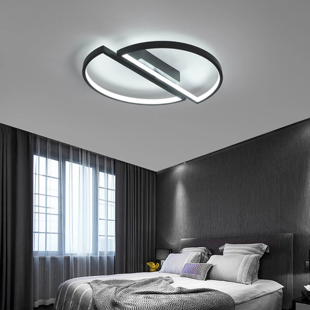 Nordic Modern LED Ceiling Light – 42W/52W Semicircle Ceiling Lamp Fixture for Living Room and Home Decor