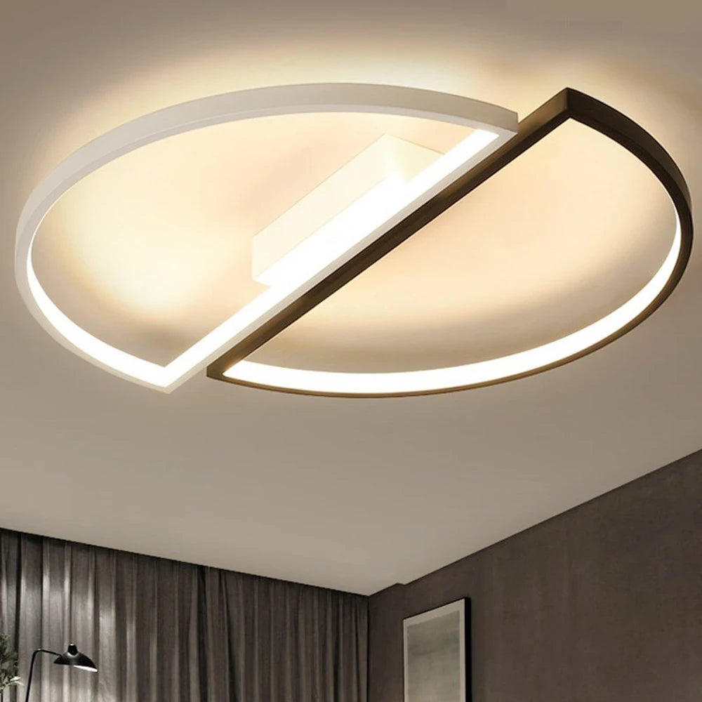 Nordic Modern LED Ceiling Light – 42W/52W Semicircle Ceiling Lamp Fixture for Living Room and Home Decor