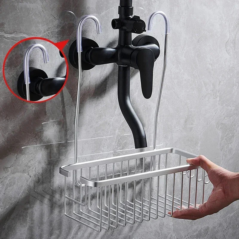 Rustproof Aluminum Bathroom Shelf – No-Drill Shower Organizer for Bathroom