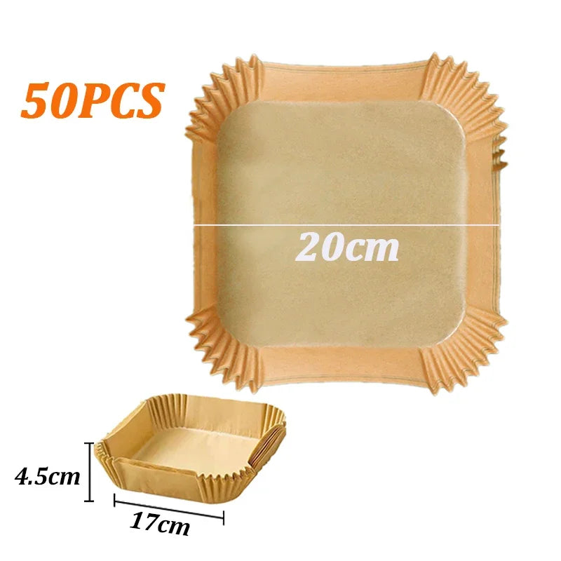 50/100Pcs Air Fryer Disposable Paper Liners – Non-Stick, Oil-Proof, Heat-Resistant Baking Mats