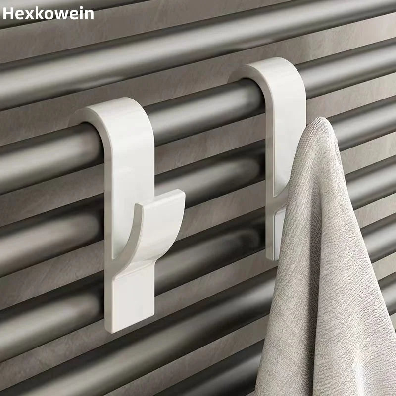 Bathroom Shower Towel Holder & Hanger – Heated Radiator Rail Hooks for Towels, Clothes, and Scarves