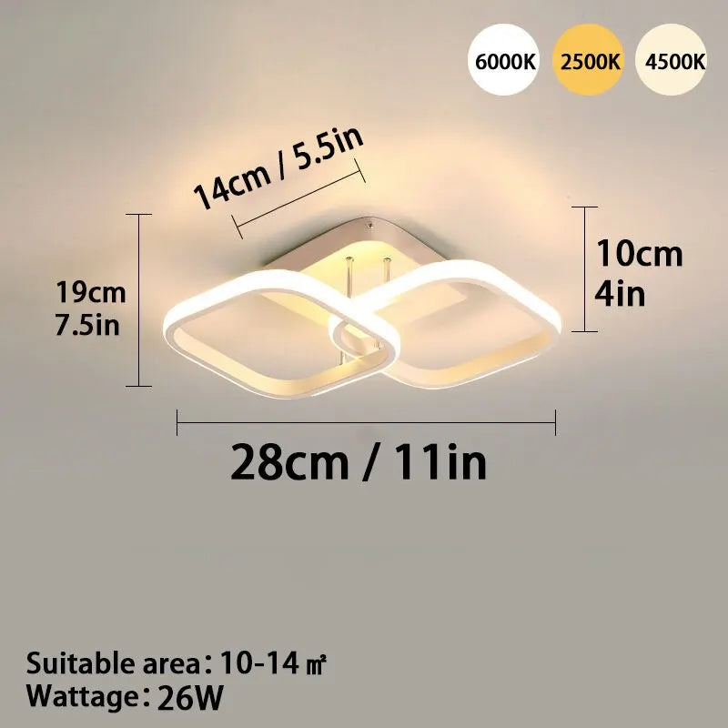 Modern LED Ceiling Light - Tri-Color Dimming Surface Mount for Bedroom, Hallway, and Living Room