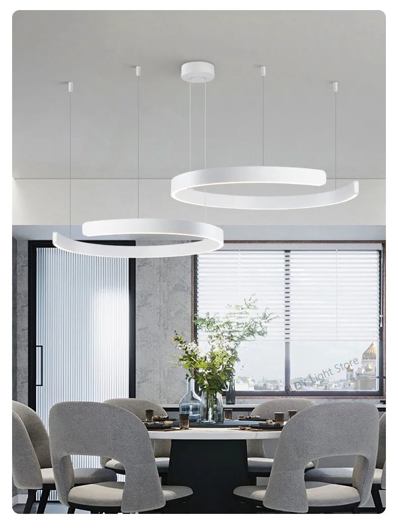 Modern Round Ring Ceiling Chandelier Pendant Light for Dining Room LED Bedroom Living Room Decor