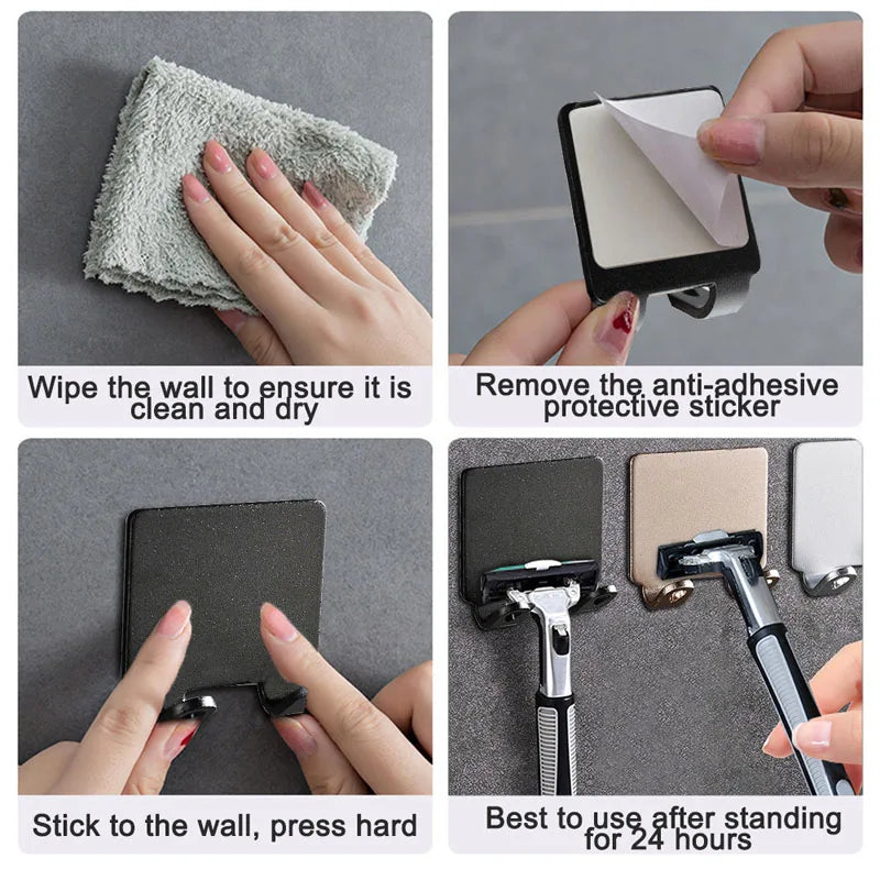 Adhesive Wall-Mounted Razor Hook – Waterproof Holder for Bathroom & Kitchen