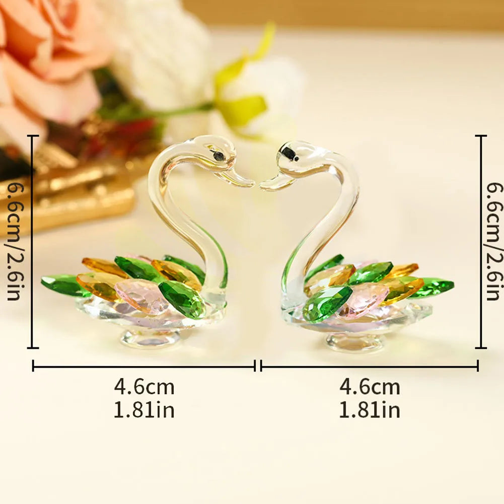 Crystal Swan Ornaments - Elegant Glass Figurines for Living Room Decor & Paperweight Crafts