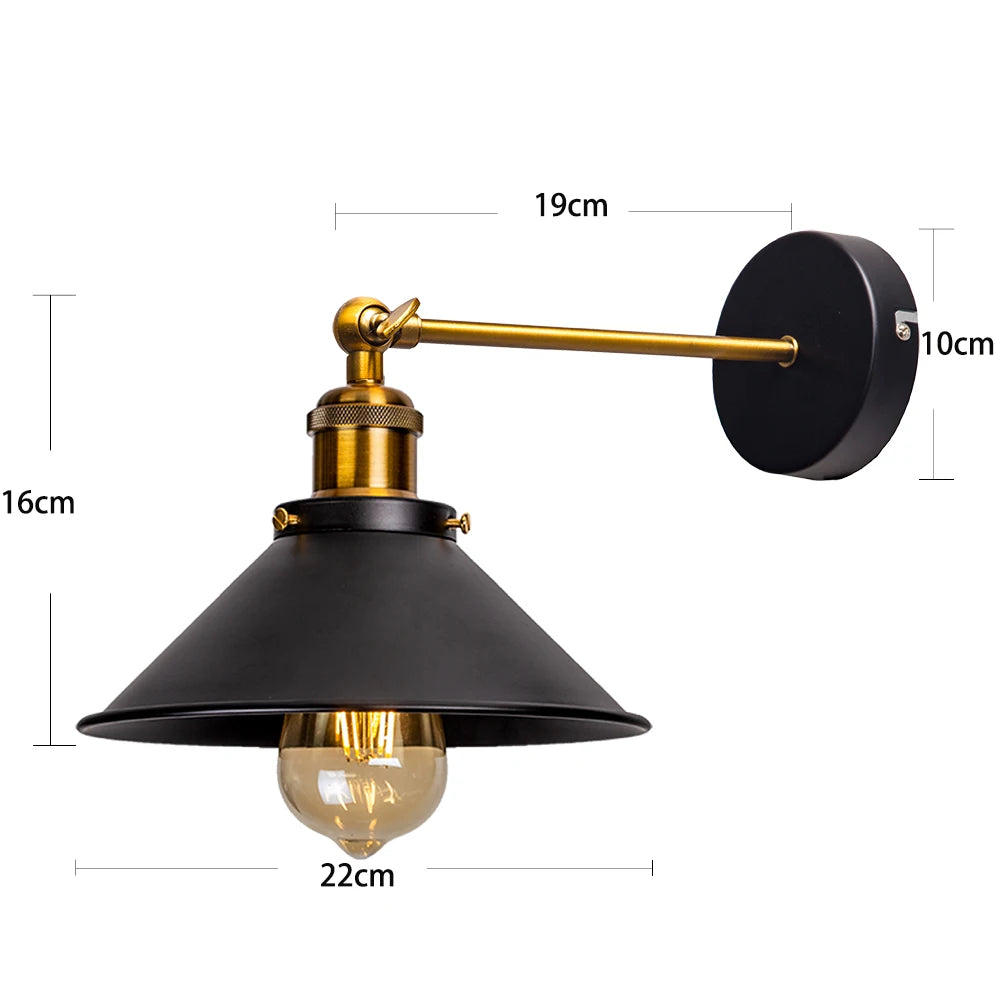 Modern Black Wall Sconces - Adjustable Swing Arm Vintage Industrial Lamp