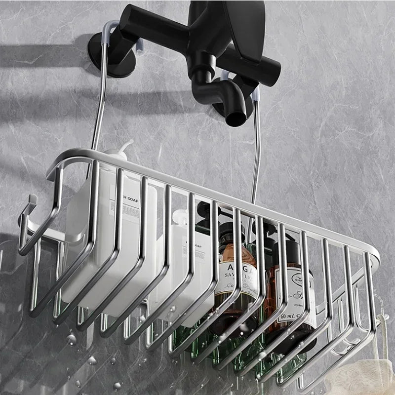 Rustproof Aluminum Bathroom Shelf – No-Drill Shower Organizer for Bathroom