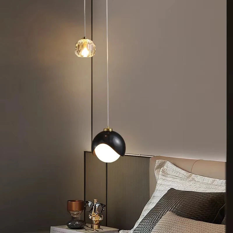 Modern Crystal Pendant Light Luxury Bedroom Hanging Lamp Nordic Minimalist Living Room Decor