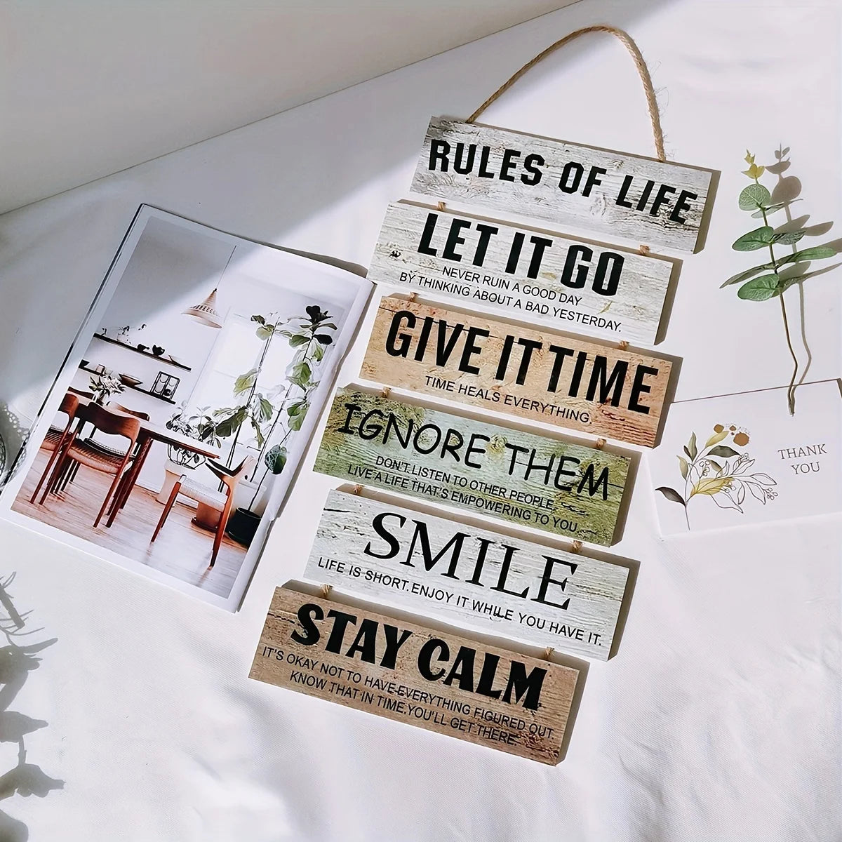 Wooden Inspirational Hanging Decor 3D Wall Art with Rope for Home & Gifts