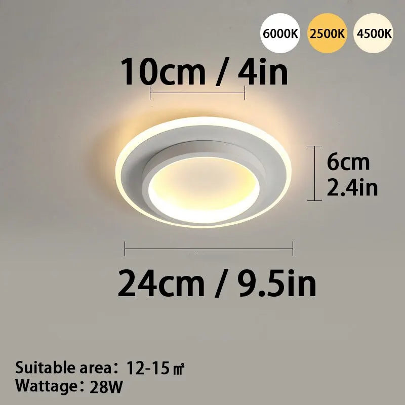 Modern LED Ceiling Light - Tri-Color Dimming Surface Mount for Bedroom, Hallway, and Living Room