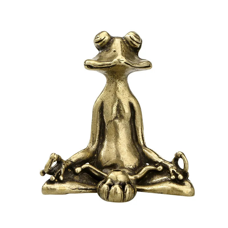 Antique Brass Zen Frog Statue – Copper Meditation Sculpture & Incense Burner