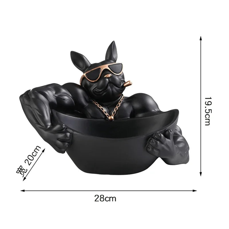 Cool Dog Figurine Storage Box – Resin Craft Art Sculpture for Home Decoration Gift