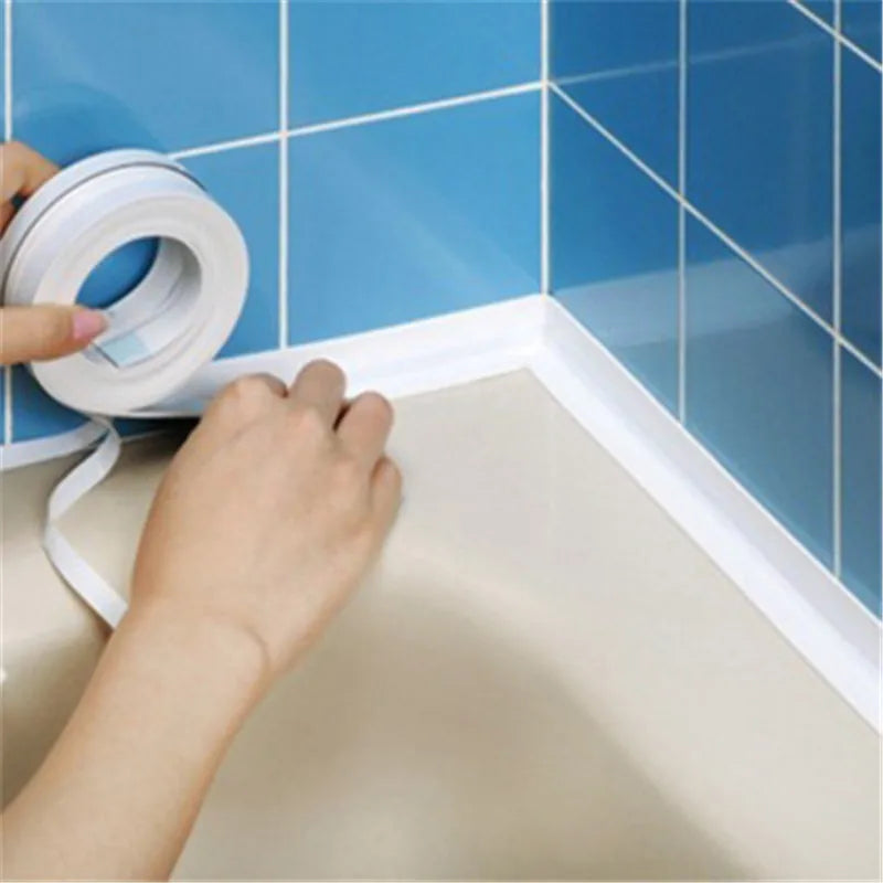 Self-Adhesive Waterproof Bathroom & Kitchen Sealing Strip Tape – PVC Caulk Edge Tape for Sink, Shower and Bath