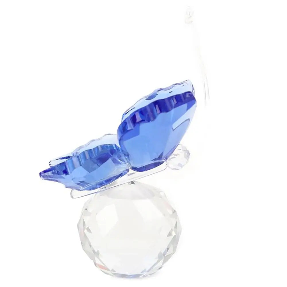 Crystal Butterfly Figurine with Ball Base - Elegant Glass Ornament for Home, Wedding Décor, and Souvenir Gifts