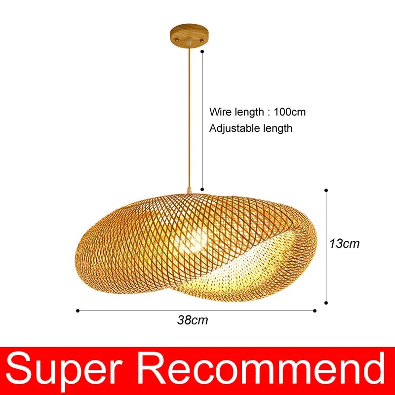 Style Bamboo Pendant Lamp – Elegant Chandelier for Cafes and Living Room Decor