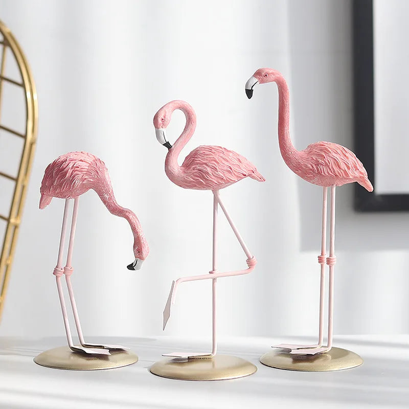 Flamingo Ornaments – Pink Resin Desktop Decorations for Home, Office, and Living Room