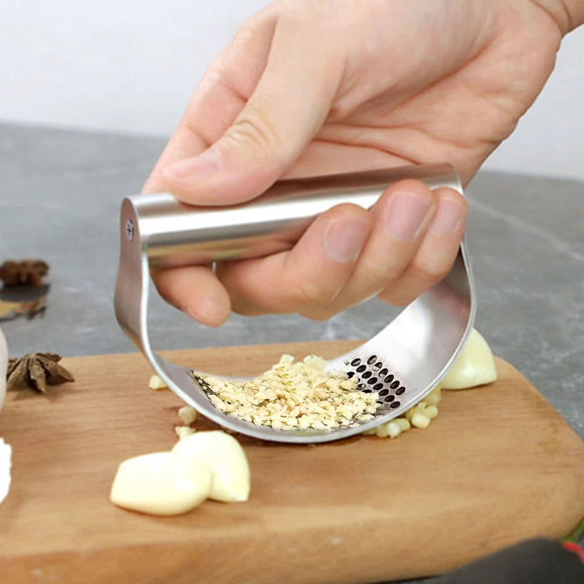 Manual Stainless Steel Garlic Press & Ginger Crusher Tools Kitchen Accessories