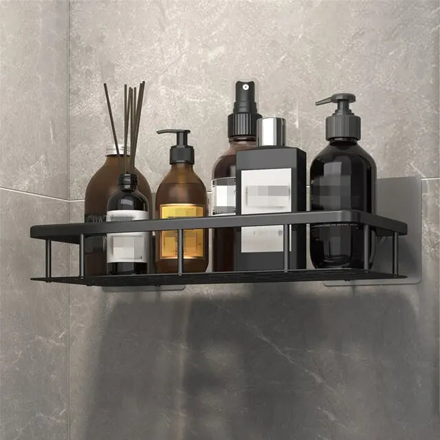 Punch-Free Wall-Mounted Bathroom Shelf – Space Aluminum Shampoo Storage Rack for Kitchen and Bathroom