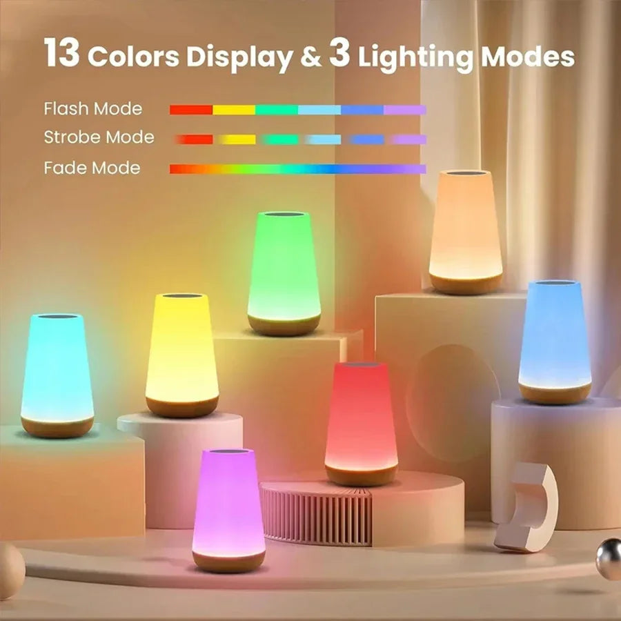 USB Rechargeable LED Table Lamp with Remote Control with Color Changing RGB Dimmable Bedside Lamp