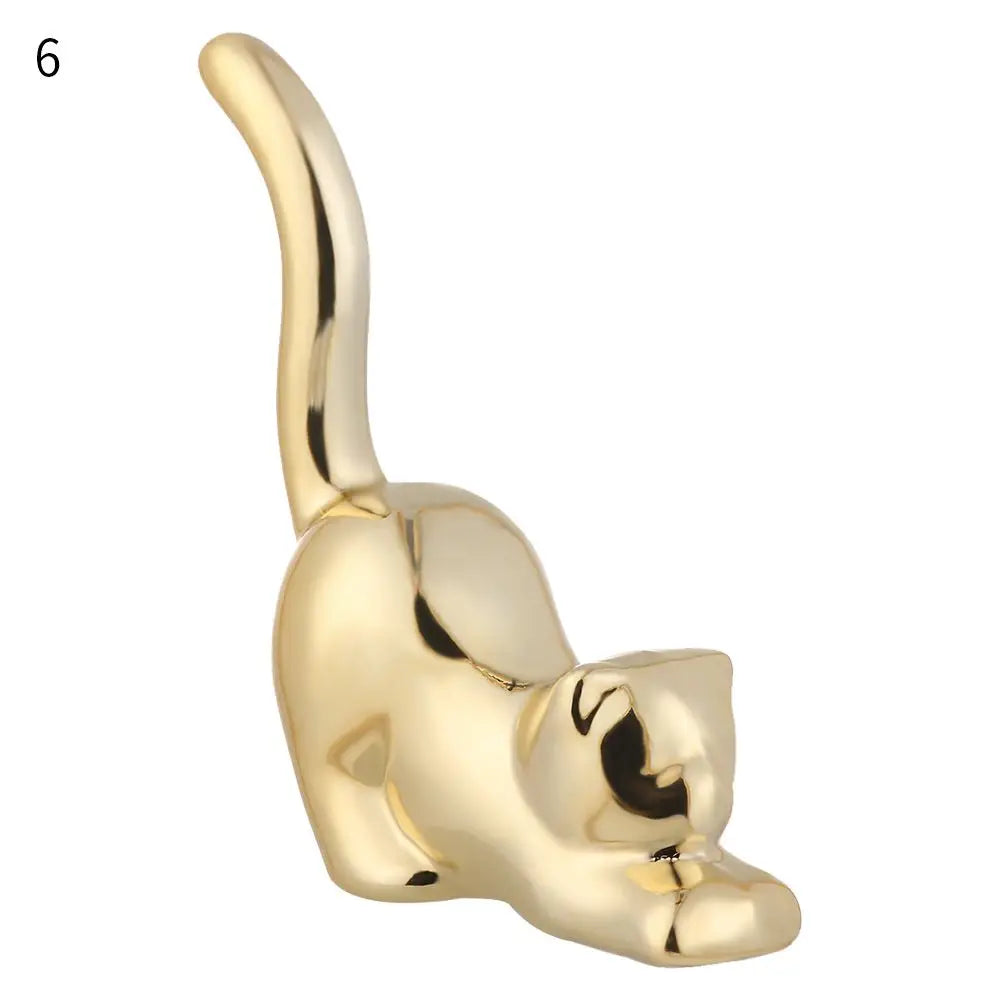 Gold Ceramic Animal Figurines – Cute Elephant & Rabbit Miniatures for Home Décor