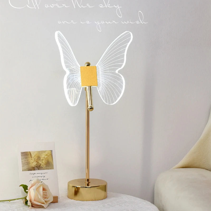 Modern Butterfly LED Table Lamp – Retro Gold Acrylic Desk Lamp for Living Room & Bedroom