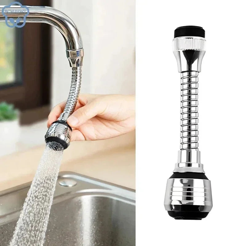 Kitchen Stainless Steel Faucet Sprinkler – Water-Saving Rotating Splash-Proof Spray Extender