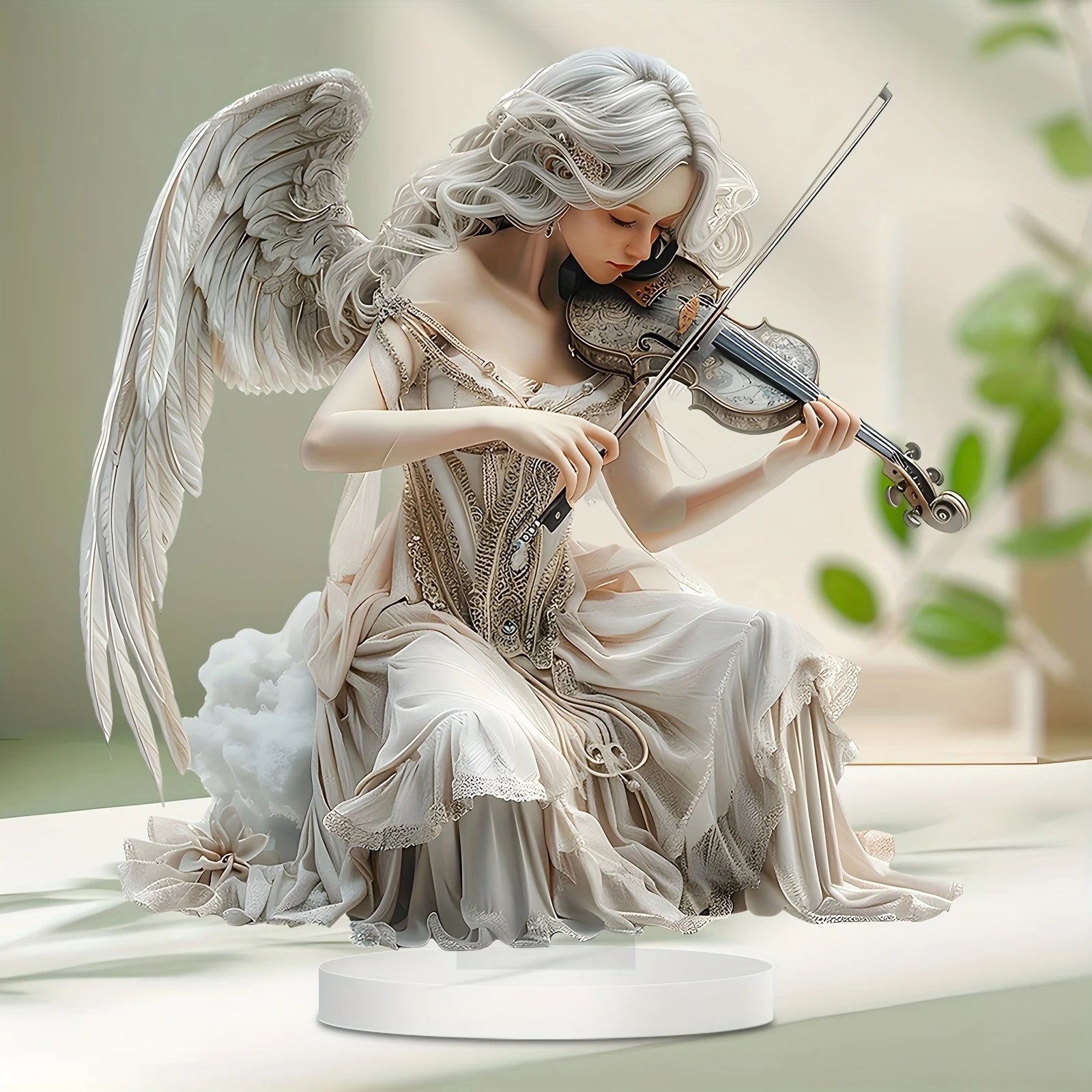 Elegant Angel Acrylic Art Decoration – Praying Angel Sculpture for Home, Office, or Café – Unique Gift Idea