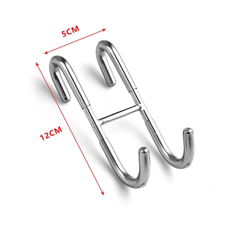 Stainless Steel Over Glass Door Shower Towel Rack – S-Shape Bathroom Bathrobe Hanger with Hooks