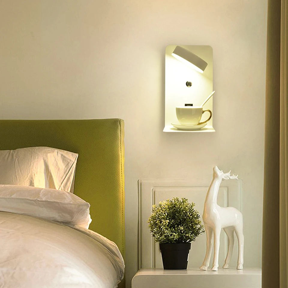 LED Wall Lamp with Switch and USB Charging Port: Modern Art Lighting