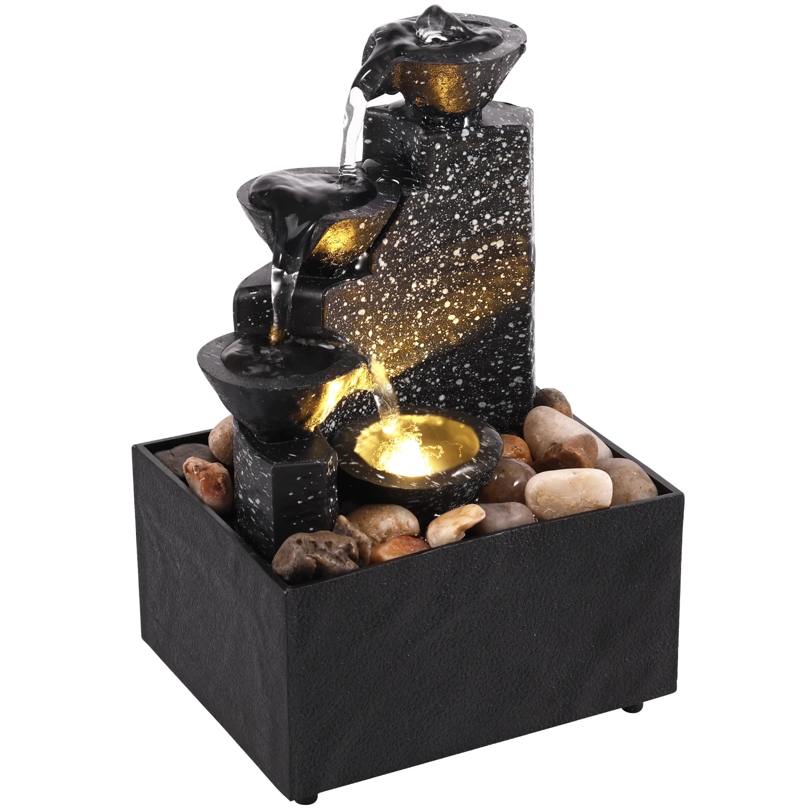 Desktop Waterfall Fountain Decor – Creative Flowing Water Tabletop Ornament for Office & Living Room