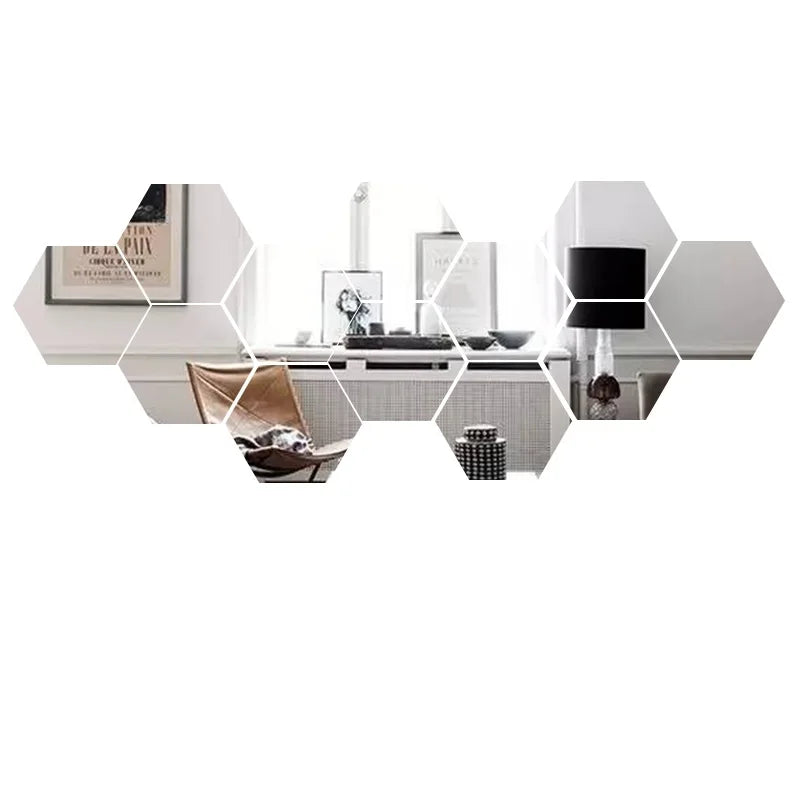 Hexagon Mirror Wall Sticker – DIY Self-Adhesive Mirror Decals for Home & Room Art Decoration