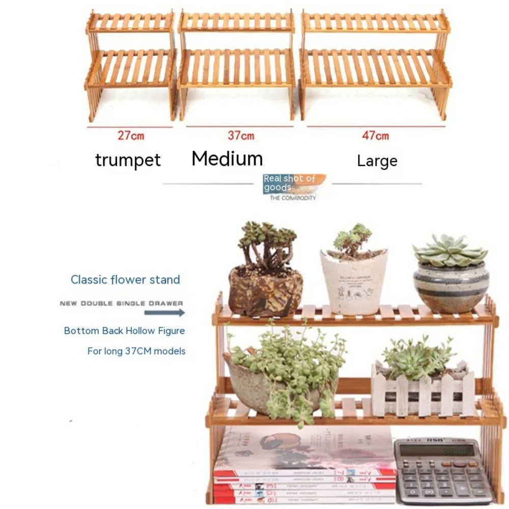 Wooden Bamboo Plant Stand – Multi-Tier Indoor Flower Pot Display & Storage Rack