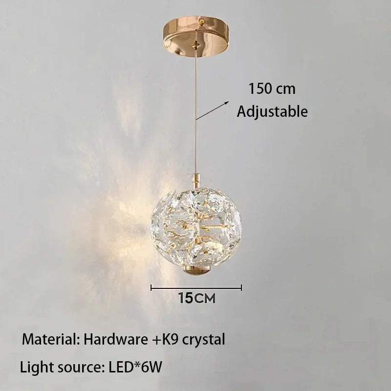 LED Imitation Crystal Headboard Pendant Lamp - Elegant Indoor Lighting for Bedrooms and Dining Spaces