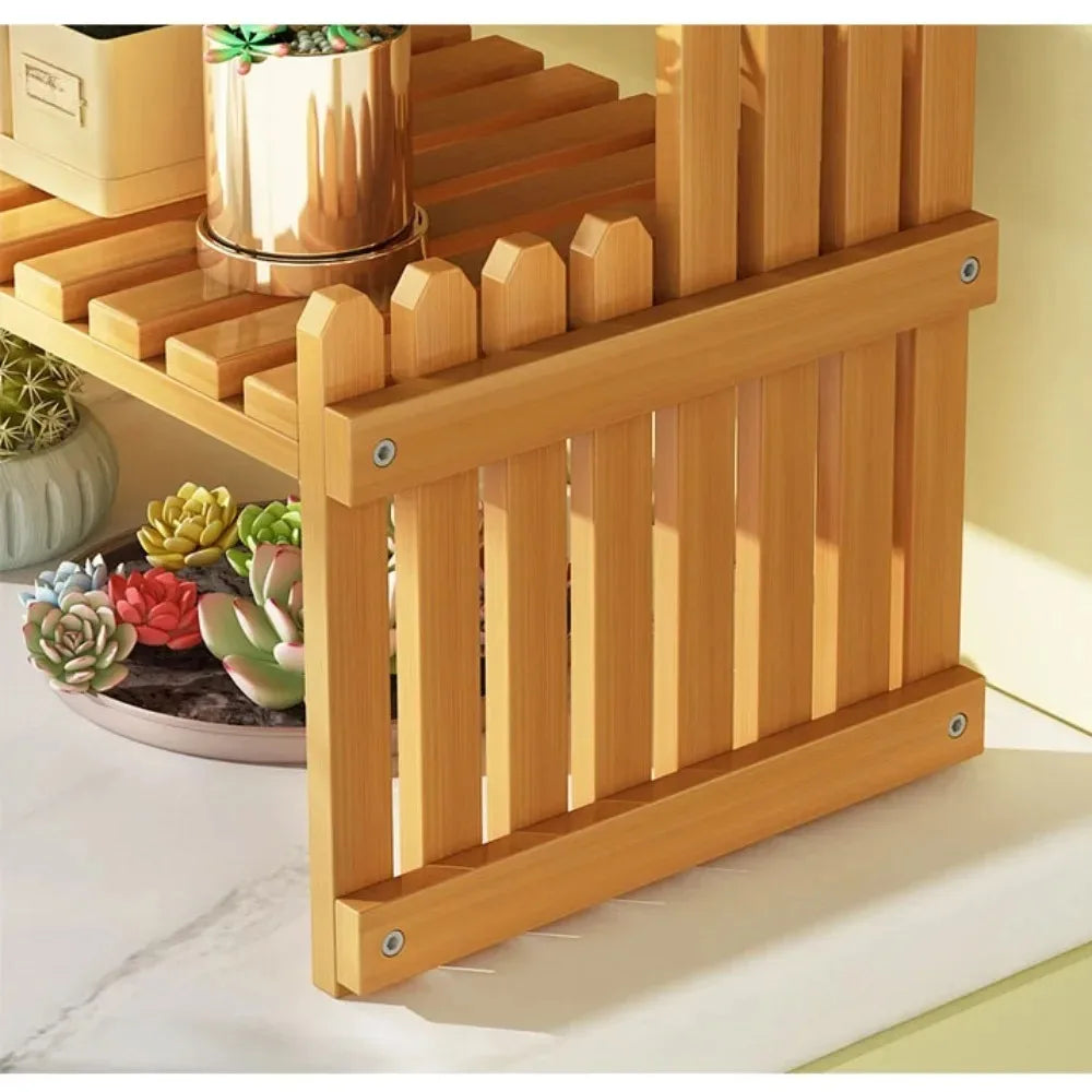 Wooden Bamboo Plant Stand – Multi-Tier Indoor Flower Pot Display & Storage Rack