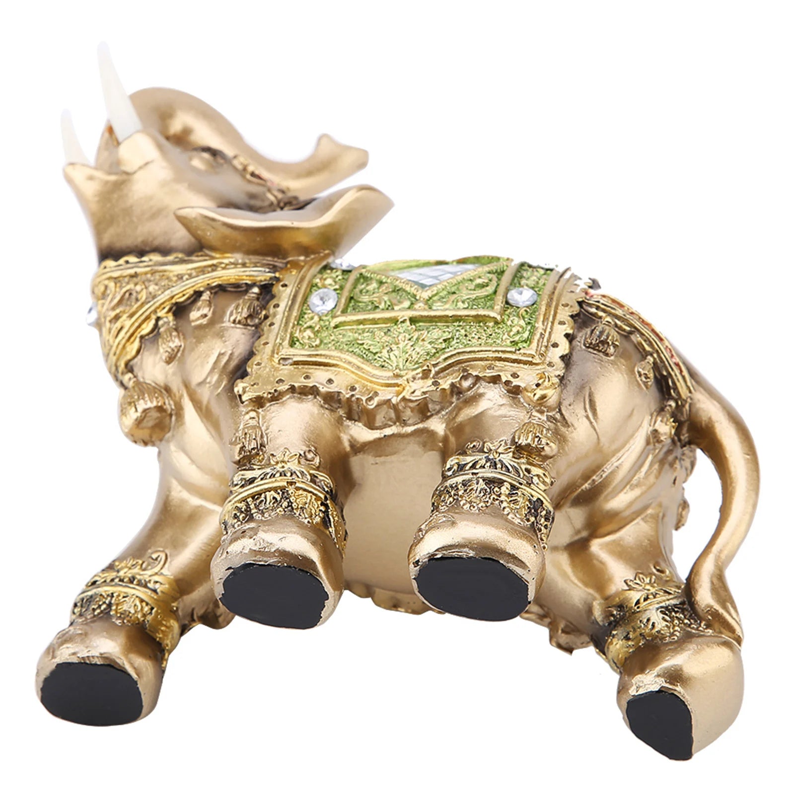 Lucky Feng Shui Elephant Figurine – Green Ceramic Statue for Wealth & Good Fortune Home Decoration