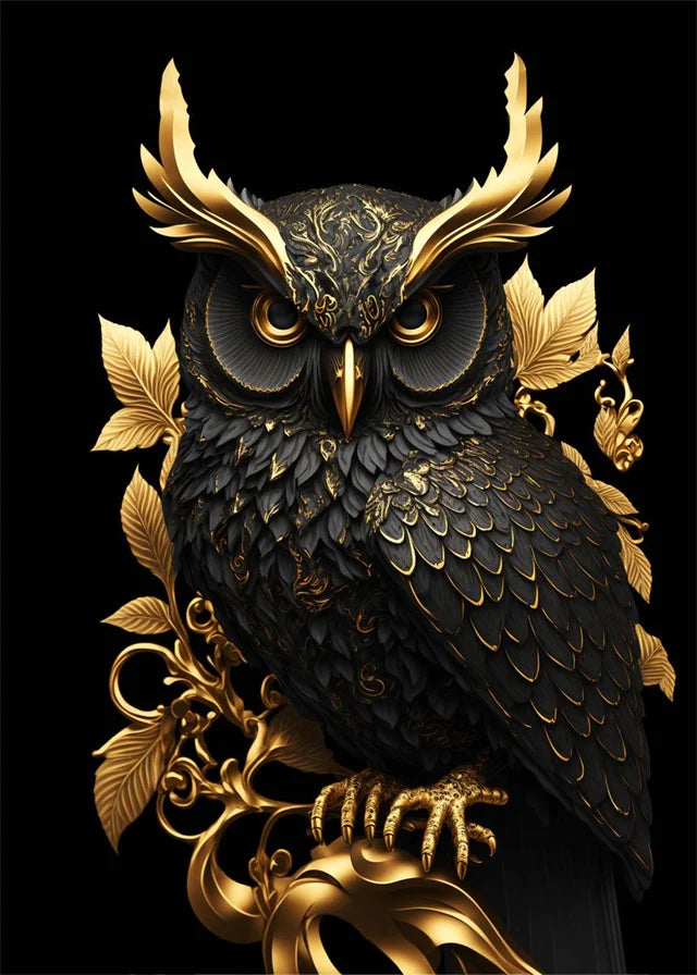 Black Gold Eagle Lion Canvas Painting Metal Poster Wall Art