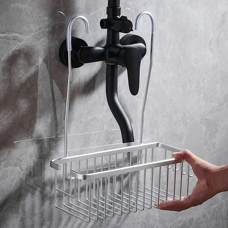 No-Drill Toilet Shower Rack – Bathroom Storage Basket for Bath Products and Accessories