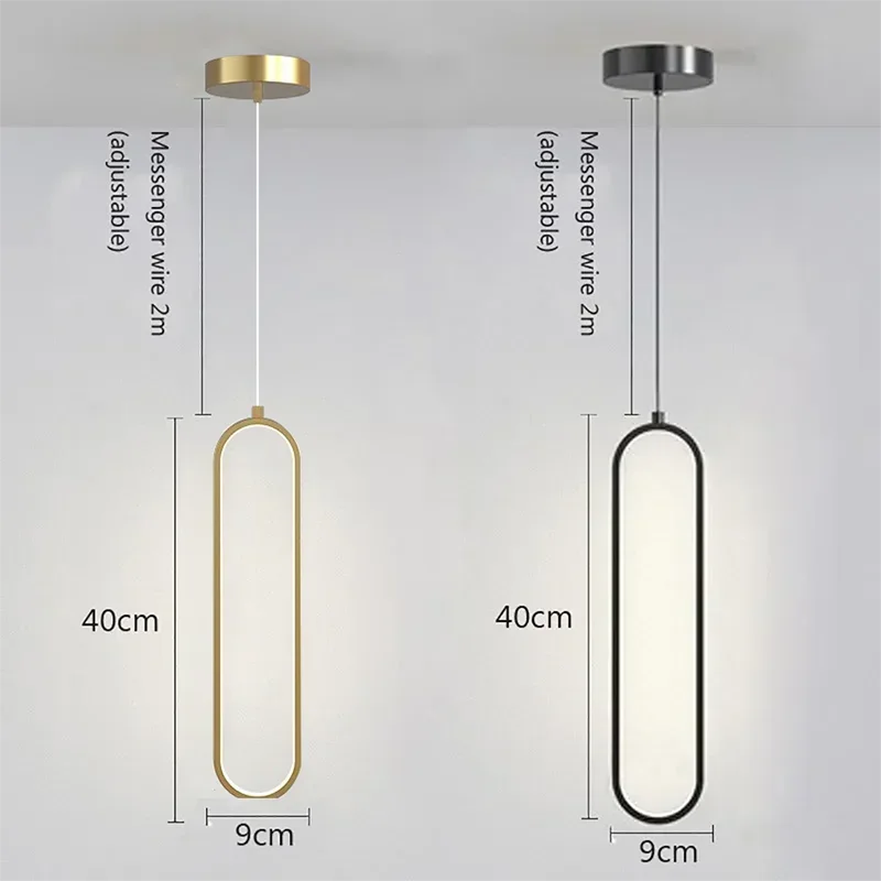 Modern LED Pendant Light: Black and Gold Hanging Lamp