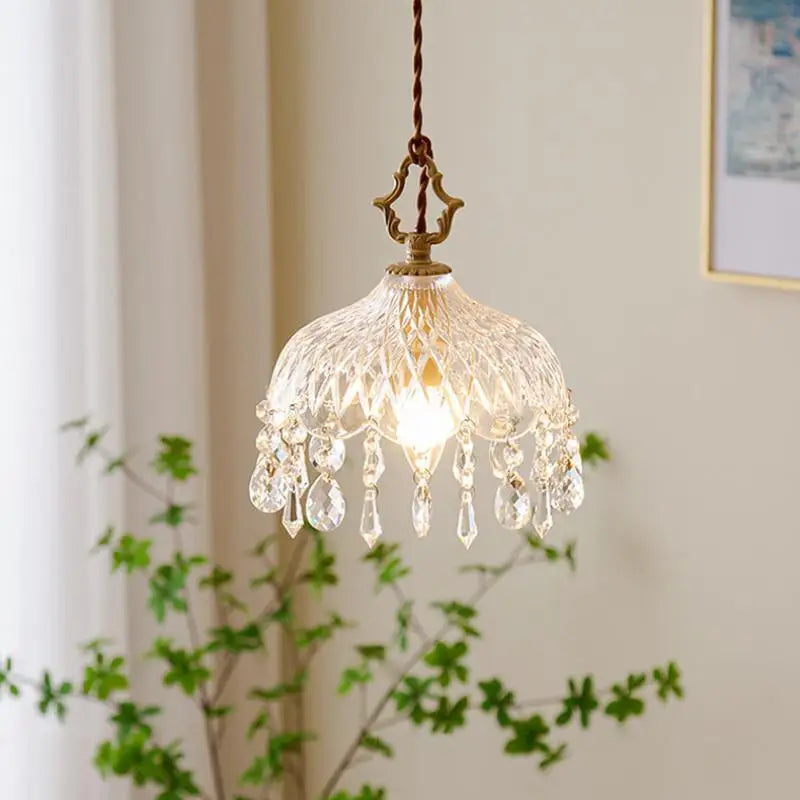 YEBMLP French Retro Glass Hanging Light – Luxury Art Chandelier for Elegant Spaces