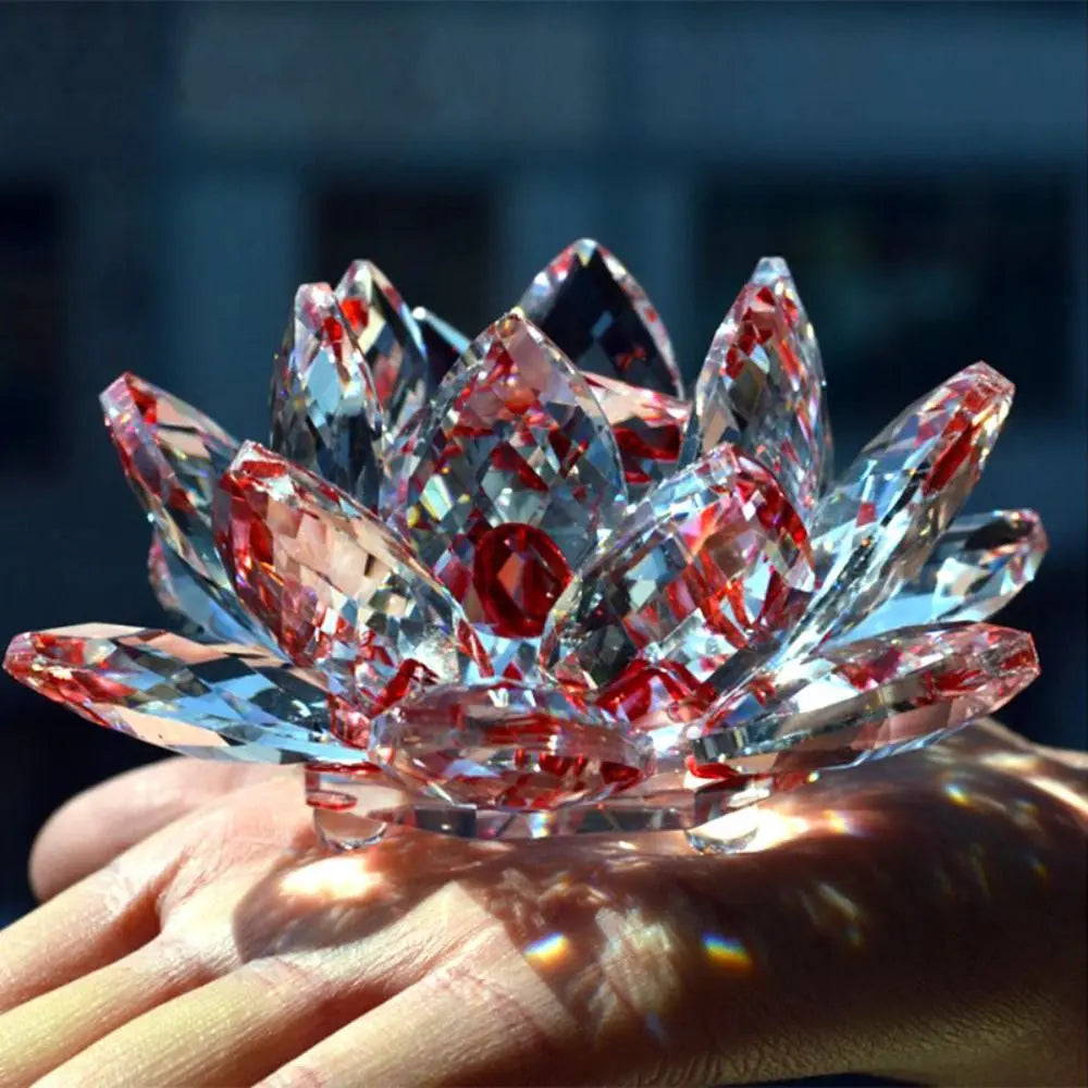 Multicolor Crystal Lotus Flower Figurine – Home & Wedding Decoration